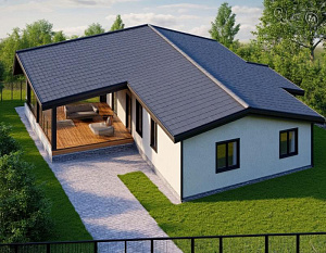 Одноэтажный дом «РУФУС» 88 м2 с террасой
