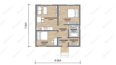 Одноэтажный дом «Норман» 55 м2