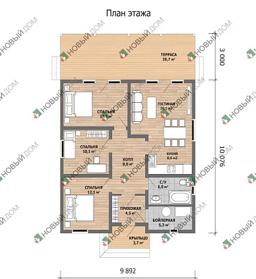 Одноэтажный дом «Макбет» 87 м2 с террасой