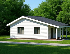 Одноэтажный дом «Садовод» 57м2 с террасой