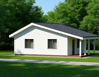 Одноэтажный дом «Садовод» 57м2 с террасой